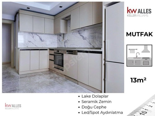 Eskişehir Batıkent satılık 2+1 yeni dairenin geniş mutfak ve yaşam alanı