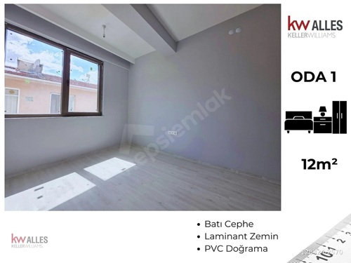 Batıkent Eskişehir'de satılık yeni 2+1 dairenin modern oda tasarımı
