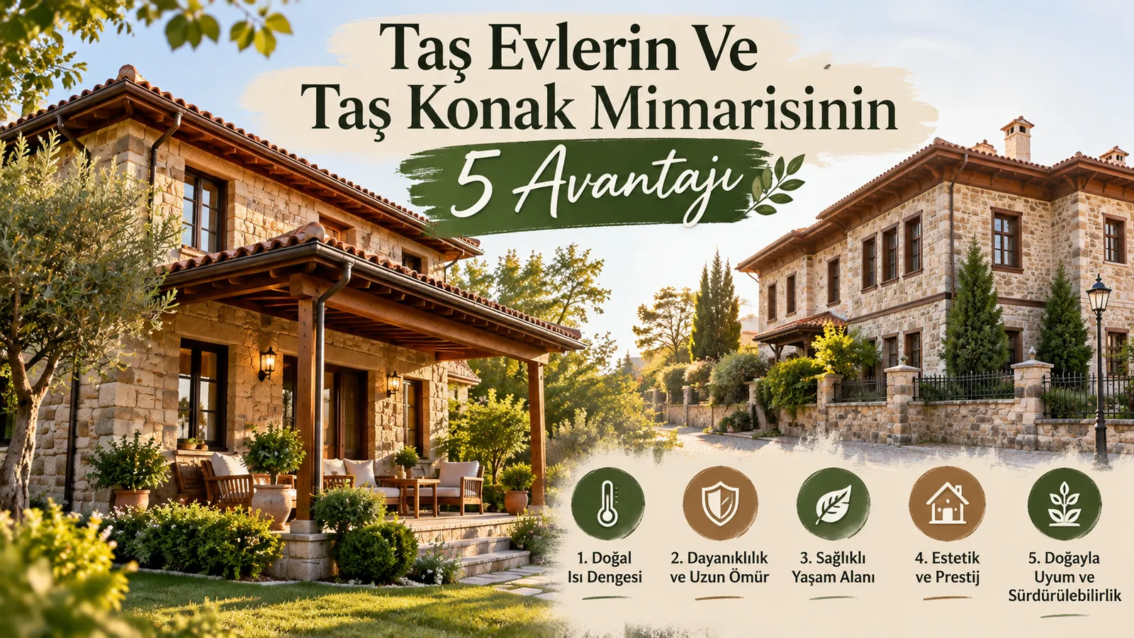 Doğal taş cepheli, ahşap detaylı müstakil taş konak